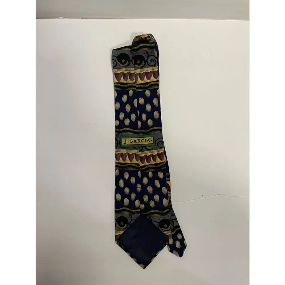 Jerry Garcia Tie Classy Black Gold Purple yellow stars  57 x 3.75 Vintage